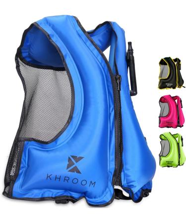 Khroom Inflatable Snorkel Vest Adults and Teenagers | 60"-75" / 90 lbs-240 lbs | Weighs only 400 Grams | Buoyancy Jacket for Snorkeling and SUP - Snorkel Jacket, Buoyancy Aid, Buoyancy Vest Blue