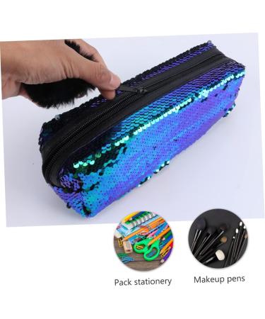 EXCEART 1pc Pencil Style Bags Makeup Cosmetic Mermaid Sequin Multifunction Lady Storage Pouch Bag Sequins Green Black 21X7CM - Buy Online on GoSupps.com