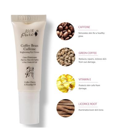 100% PURE Coffee Bean Caffeine Eye Cream Refresh & Hydrate Under Eye Treatment Reduce Puffiness Dark Circles Wrinkles with Green Tea Rose Hip Vitamin E - Youthful Vibrant Eyes - Vegan - 0.3 oz - Buy Online on GoSupps.com