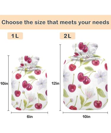 Naanle 2L Large Transparent Hot Water Bottle - Cherries & Flowers Design for Pain Relief & Warmth | Perfect for Bed & Foot Therapy - Buy Online on GoSupps.com