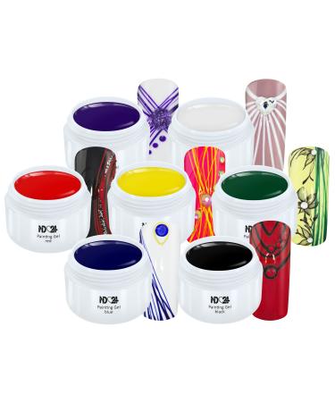 Nail Design Set - Painting Gel Nail Art One Stroke Painting - Made in Germany (7 x 5ml)
