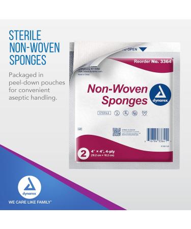 Dynarex Sterile Non-Woven Gauze Sponges - 4x4 Highly Absorbent 25 Pack for Cleansing & Dressing - International Shipping Available - Buy Online on GoSupps.com