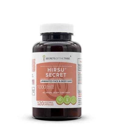 Secrets of the Tribe Hirsu Secret 120 Capsules, 1000 mg, Saw Palmetto, Black Cohosh, Vitex, Spearmint, Lavender, Green Tea. Unwanted Face & Body Hair (120 Capsules) 120 Count (Pack of 1)