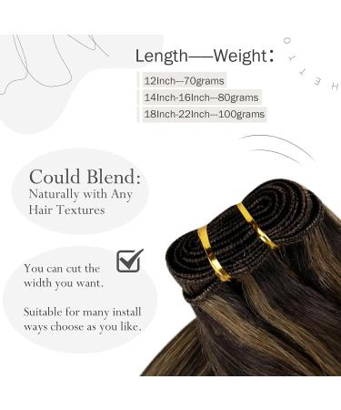 Buy Hetto Real Hair Treat Extensions - Remy Tressen in Darkest Brown & Light Brown Highlights 100g 45cm - Smooth Quality Hair Extensions - Buy Online on GoSupps.com