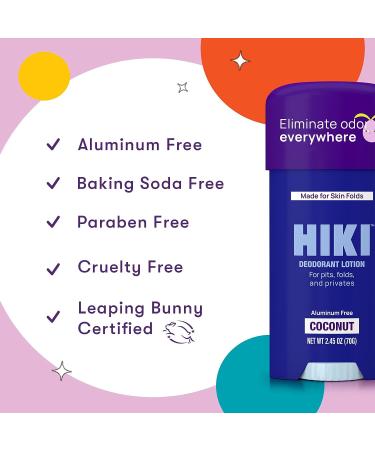 HIKI Coconut Whole Body Deodorant Cream - Aluminum-Free, Talc-Free Formula for Sensitive Skin Underarms, Skin Folds, Private Parts Deodorant - 2.45 oz - Buy Online on GoSupps.com