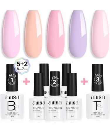 AILLSA Pastel Pink Gel Nail Polish Set Lavender Purple Lilac Orange Macaron Gel Polish with Base and Top Coat Long Lasting All Season Color Soak Off U V L ED Manicure Art Salon DIY at Home 7Pcs 8ML Pink Macaron - Buy Online on GoSupps.com