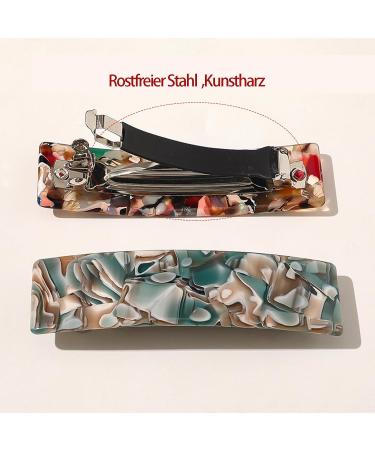 Rectangular Acetate Hair Clips - French Style Hair Accessories for Thin & Thick Hair (Set of 4) - Shop Internationally - Buy Online on GoSupps.com