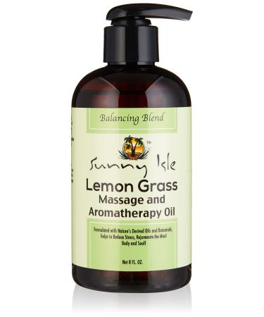 Sunny Isle Lemon Grass Massage and Aromatherapy Oil Brown 8 Fluid Ounce