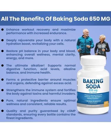 Natural Baking Soda Capsules - 650mg Baking Soda Tablets for Kidney & Stomach Acid - Sodium Bicarbonate Pills Bicarbonate of Soda Bicarbonato de Sodio para Tomar Sodium Bicarbonate 650 mg Tablets 10 Ounce (Pack of 1) - Buy Online on GoSupps.com