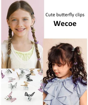Wecoe 30pcs Small Butterfly Hair Clips - Mini Claw Clips for Kids & Women - Purple Pink Gold Silver Black - Decorative Hair Accessories for Halloween - Gift Set for Girls - Buy Online on GoSupps.com
