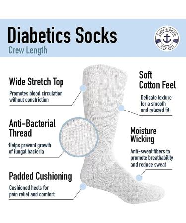 Yacht & Smith Women's Diabetic Neuropathy Edema Socks - 12 Pack White - Buy Online on GoSupps.com