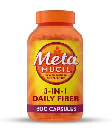 Metamucil Psyllium Husk Fiber Supplement 3-in-1 Fiber for Digestive Health Plant Based - 300 Capsules - Buy Online on GoSupps.com