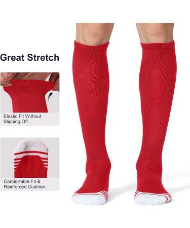 FITRELL Over-the-Calf Knee High Baseball Soccer Softball Socks (2 Pack) - Red - Medium - Buy Online on GoSupps.com