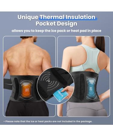 Adjustable Back Brace for Lower Back Pain Relief | 7 Stays Support Belt for Herniated Disc Sciatica Scoliosis | Breathable Lumbar Support with Hot & Cold Therapy - L/XL - Buy Online on GoSupps.com