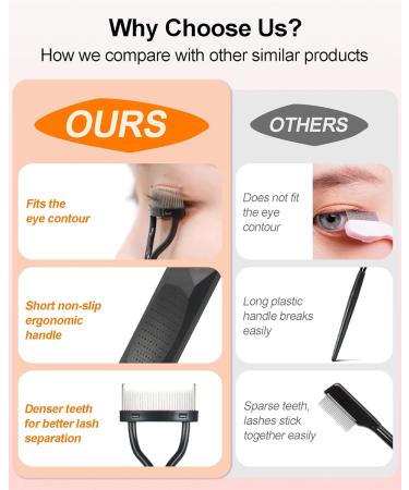 Eyelash Comb | 2024 Upgraded Eyelash Separation Tool - Reusable Brush Separator with Non-slip Handle & Curved Design | Perfect for Mascara & Makeup - SZ9-088 - Buy Online on GoSupps.com