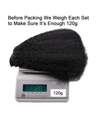 Black Kinky Straight Clip In Hair Extensions - 14 Inch - 120g - Pack of 10 - Buy Online on GoSupps.com