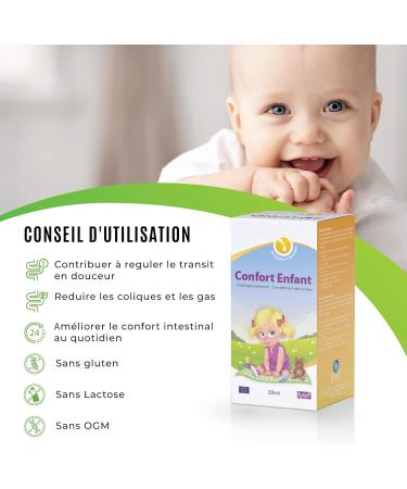 Confort Enfant - Natural Digestive Support with Chamomile Fennel and Caraway | Soothes Gases and Colic | Drops 30 ml - Buy Online on GoSupps.com