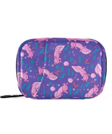Pfrewn Pill Organizer Case 7 Day Axolotl Sea Weed Travel Pill Box with Zipper Portable Small Weekly Vitamin Medicine Supplement Holder Pouch Bag