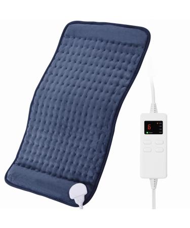 Heating Pad, Toberto Electric Heating pad for Back Pain Relief Muscle Cramps Ultra Soft 12"x24" Large Heated Pad with 6 Heat Settings 4 Timer Auto Shut Off Navy Blue Navy Blue 12"x24"