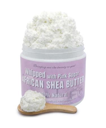 RA COSMETICS Whipped African Shea Butter with Pink Sugar 100% Whipped Shea Body Butter from Ghana 12 Fl Oz (Pack of 1)