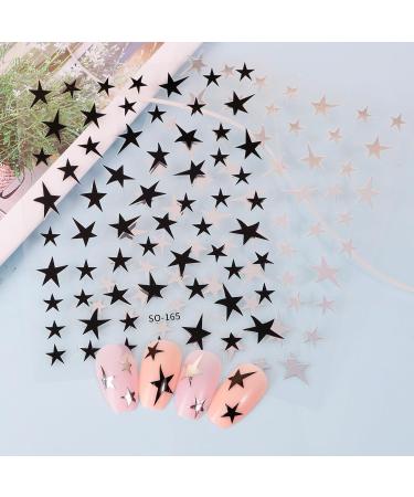 4 Sheets Star Nail Stickers 3D Gold Silver Black Christmas Star Manicure Decals Self Adhesive Nails Decoration - Buy Online on GoSupps.com