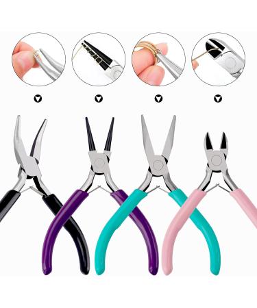 4 Pack Jewelry Making Pliers Tools Kit - Needle, Chain, Round, Bent Nose Pliers & Wire Cutters - for Earring Craft Supplies - Mix Color - Buy Online on GoSupps.com