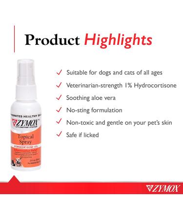 Zymox Hot Spot Spray for Dogs & Cats | Soothing Relief with Hydrocortisone | 2oz - Buy Online on GoSupps.com