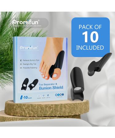 Promifun Gel Bunion Cushion Protector with Toe Separator for Women Men - 10 Pack Black - Buy Online on GoSupps.com