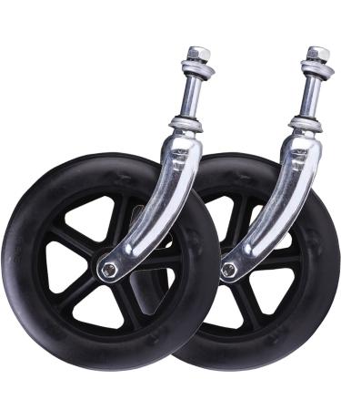 Wheelchair Wheels Wheelchair Front Castor 6-Inch Manual Wheelchair Front Wheel with Front Fork Solid Castor with Bearing Universal Wheelchair Accessories (Color : Grey)(Black)