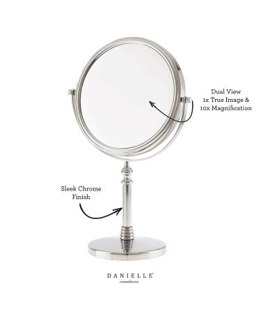 Danielle Vanity Countertop Mirror | 1x and 10x Magnification | Silver Finish - Buy Online on GoSupps.com
