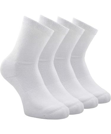 Busy Socks 4 Pack Non-binding Diabetic Crew Socks for Men Women - Large-X-Large - 4 Pairs White - Buy Online on GoSupps.com