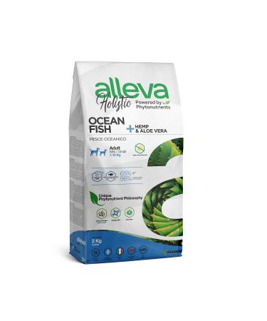 ALLEVA - Fish Croquettes + Hemp Seeds & Aloe Vera Holistic - Dog Food - Mini - 2 kg Bag of Croquettes