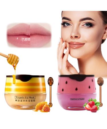 Bee Balm Lip Balm Honey Pot  My Bee Balm Propolis Lip Balm  Honey Lip Mask  Nourishing Moisturizing Lip Balm Sleeping Lip Mask Hydrating & Prevention Dry and Cracked Lip Scrubs Exfoliator (2)