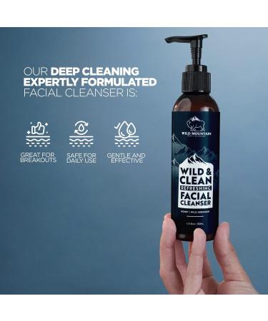 Wild Mountain 'Wild & Clean' Facial Cleanser for Men - Soothing Brightening Acne Face Wash for Sensitive Skin - 6 Oz - Buy Online on GoSupps.com