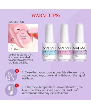 Saviland Liquid Nail Latex Set - Peel Off Cuticle Guard & Skin Protector - Gel Polish Manicure Starter Kit (Blue, Pink, White) - 3Pcs - Buy Online on GoSupps.com