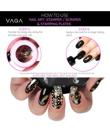 Vaga 4 Metal Plate Stamping Stencils - 86 Nail Design Templates with Lacquer & Scraper - Ultimate Nail Art & Manicure Set for International Shipping - Buy Online on GoSupps.com