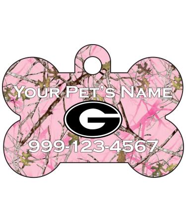 Georgia Bulldogs Officially Licensed Pet Id Dog Tag | Pink Realtree Camo | Personalized for Your Pet