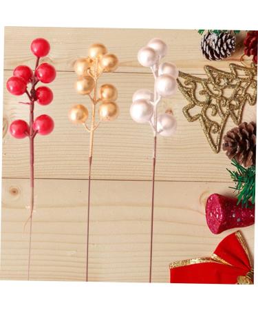 HOMSFOU 20pcs Christmas Fruit Red Berry Picks Faux Red Berry Stems Artificial Holly Stems Tree Decorations Artificial Berry Stem Picks Berries for Christmas Tree Foam Household Accessories Golden 17x3cm - Buy Online on GoSupps.com