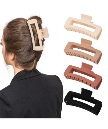 4 Pack 5 Inch Extra Large Claw Clips for Thick Hair Matte Non-slip Big Claw Clips for Long Thick Curly Hair Jumbo Claw Clip XL Claw Clips Hair Accessories for Women and Girls