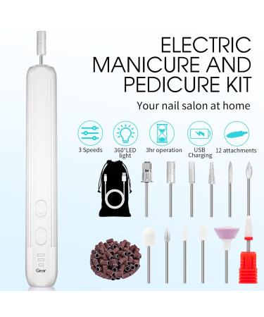 Electric Nail Drill Kit - Professional Cordless Manicure/Pedicure Set | Rechargeable 3-Speed Nail File for Thick Toenails & Cuticles - Perfect for Home & Salon Use - Buy Online on GoSupps.com