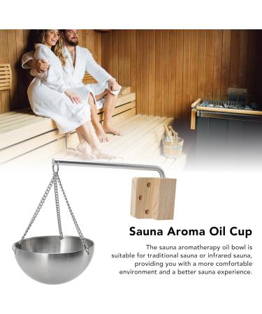Sauna Oil Cup Sauna Aromatherapy Oil Holder Stainless Steel Essential Oil Fragrance Diffuser Bowl with Wooden Block Use for Sauna Room(Small 11.4x9.1x1in) - Buy Online on GoSupps.com