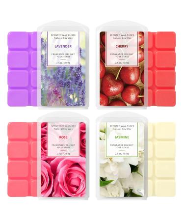 LA BELLEFE Wax Melts Wax Cubes, Natural Soy Wax Cubes Candle Melts, Scented Wax Melts for Wax Warmer Mothers Day Gifts Decor, Floral of Rose, Lavender, Jasmine, Cherry for Spa Relaxing, Bath, Yoga Lavender, Rose, Jasmine, Cherry
