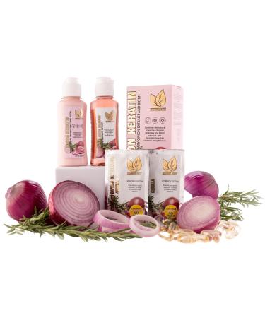 Keratin Hair Treatment Onion Duobox 120 ml - Onion Rosemary and Biotin Straightener Hair Mask Deep Repair Conditioning for Dry or Damaged Hair