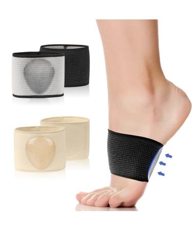 Arch Support 2 Pairs of Flat Foot Pain Relief Socks with Gel Pads Arch Support Bands for Women and Men (L)