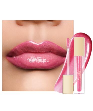 Oulac lip gloss shiny - liquid lipstick 3D gloss finish moisture lip gloss transparent glitter with rosendamascena flower extract lip care for dry lips 4.5ml baby doll (C11)