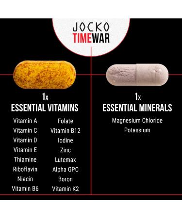 Jocko Fuel TIME WAR - Multivitamin for Men & Women. NAD Supplement for Healthy Aging Heart Bone & Eye Health. Essential Vitamins and Minerals Supports Stress Relief + Energy Levels - 30 Day Supply - Buy Online on GoSupps.com