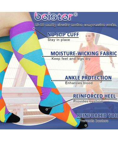 Beister Compression Socks 15-20 mmHg Knee High Support Hose (6 Pairs) - S-M - Buy Online on GoSupps.com