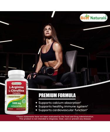 Best Naturals L-Arginine L-Citrulline Complex Tablets - 250 Count Pack - Premium Nitric Oxide Booster Supplement - Buy Online on GoSupps.com