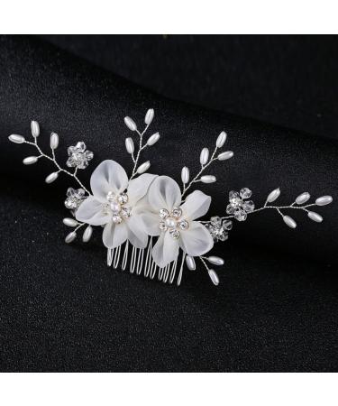FRCOLOR Pearl Hair Accessories Bridal Hair Accessories Flower Hair Accessories Bridal Hair Comb Flower Girl Hair Accessory Crystal Hair Accessories White European Style Spun Yarn Bride - Buy Online on GoSupps.com