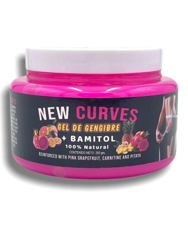 New Curves - Gel Jengibre 100% Natural 8.8oz (250gr) Premium Ginger, Dragon Fruit, Pineapple Gel, Does Not Stain Clothing - Reduce Tallas, Tonificante, Reafirmante | No Mancha La Ropa!